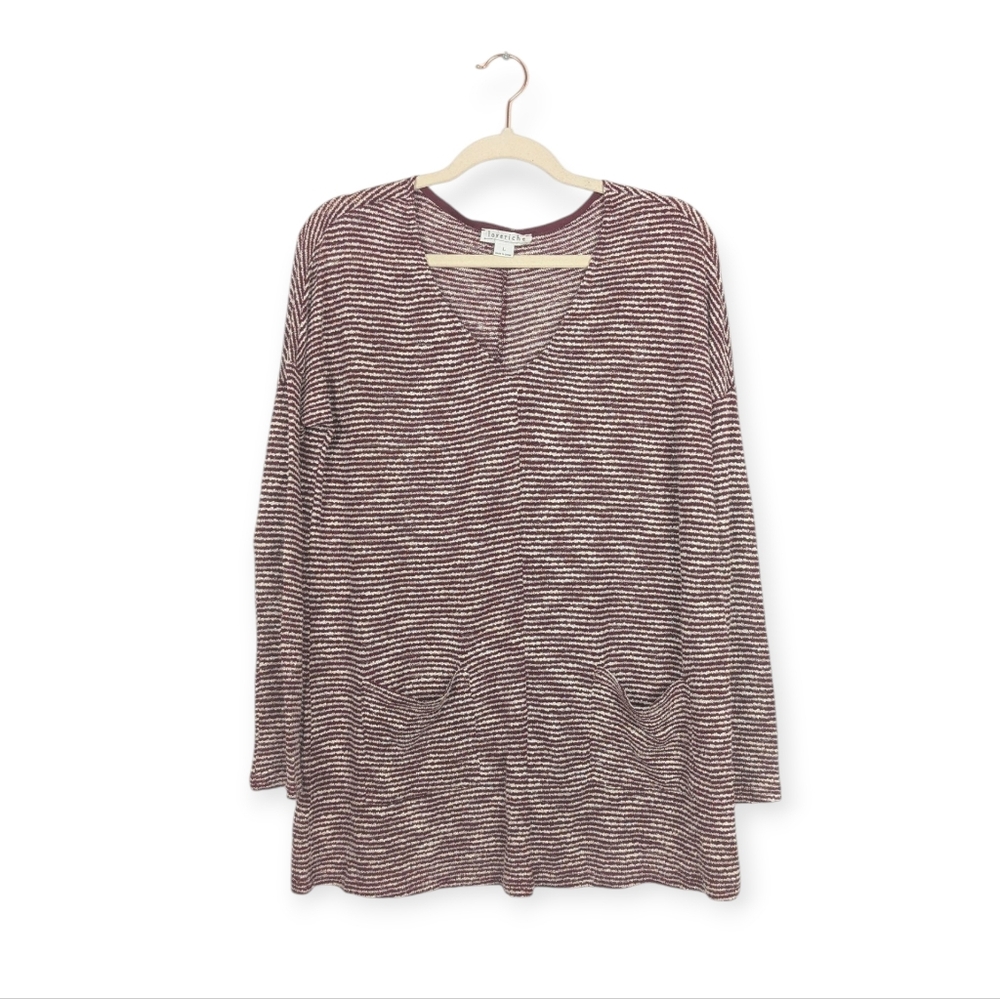 Love Riche Maroon & Cream Striped Knit Top Size L